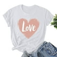 thumbnail image 4 of GaThRRgYP Effortless Round Neck Short Sleeve Top Women,Ladies' Valentine's Day Printed Round Neck Short Sleeved T-shirt Loose Casual White XL, 4 of 5