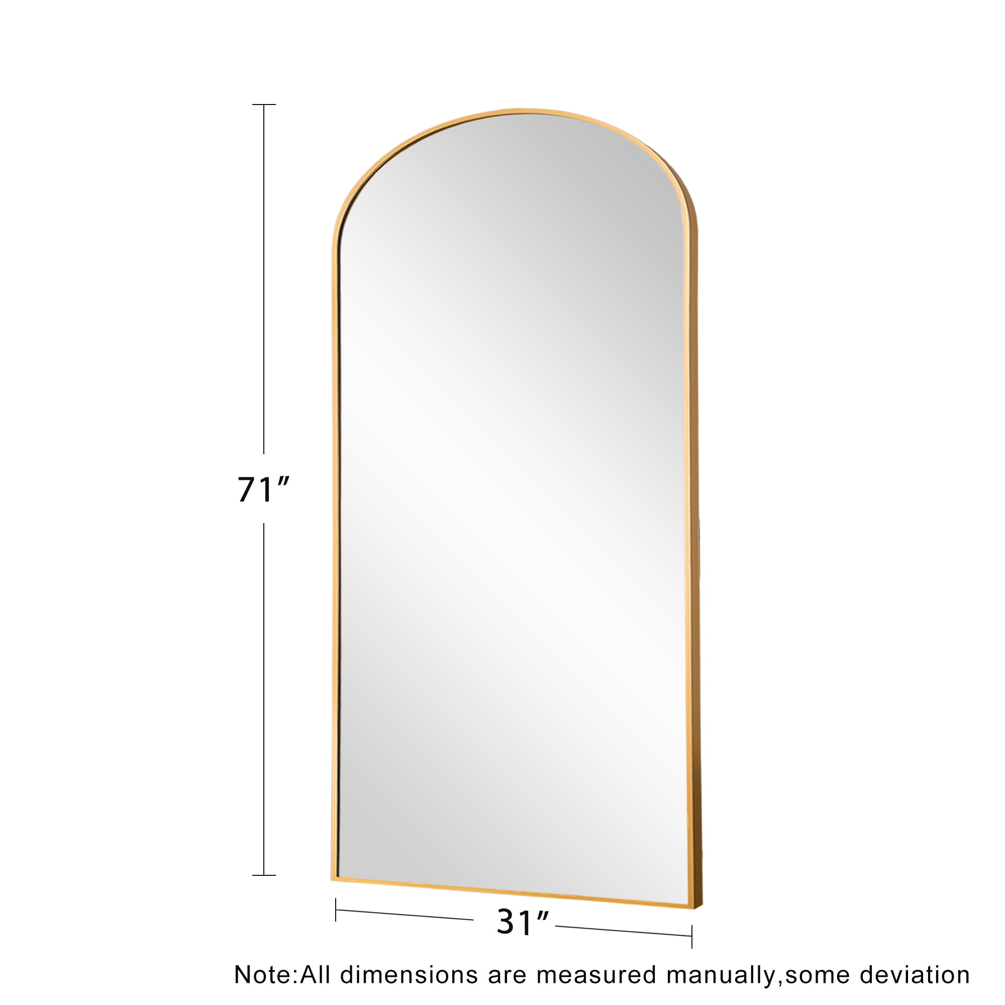 71"x31" Aluminum Alloy Arch Full Length Floor Mirror, Gold