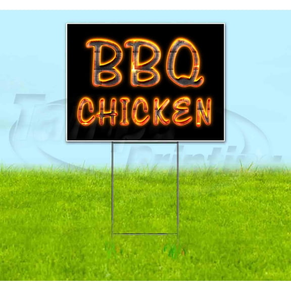 Bbq Chicken (18" x 24") Yard Sign, Includes Metal Step Stake