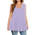 thumbnail image 2 of Yourumao Women's Plus Size Tank Tops with Ruffle Hem Scalloped V Neck Tunic Tanks for Summer Vacation Loose Fit Sleeveless Shirts for Travel, 2 of 5