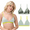 WIND PALM AND SEA FOAM, variant on . Women’s Wire Free Micro Triangle Back Close Bralette, 2-Pack, Sizes S-2X
