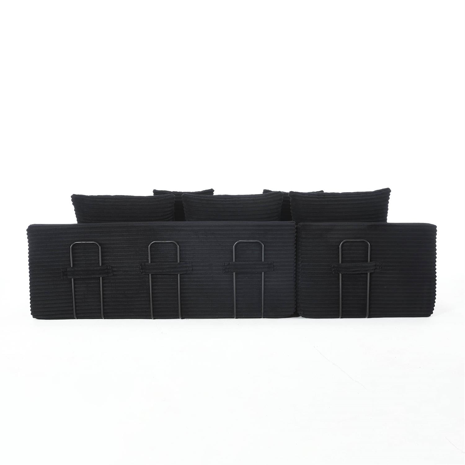 Demi Bonn 104" Convertible L-Shaped Sectional Sofa Bed with Memory Foam & Steel Frame, No Assembly Needed, Corduroy Fabric Modular Couch for Living Room, Black