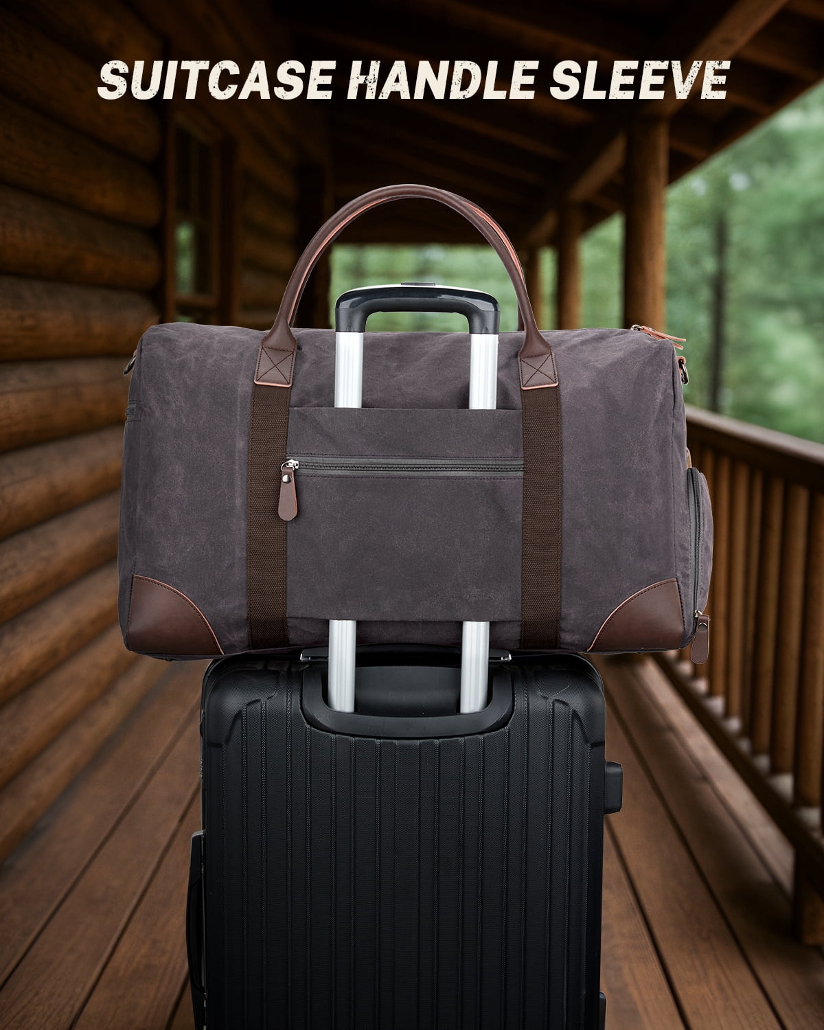 Gonex Waxed Canvas Duffle Bag, 55L Water-Resistant Travel Duffel, Vintage Overnight Weekender Bag with Shoes Compartment for Men & Women