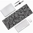 thumbnail image 6 of Topographic Map Contour Map Lines Black Topography Geography Geographical Gaming Mouse Pad 31.5 X 11.8 Inch XL Extended Large Keyboard Non-Slip Rubber Base with Stitched Edges for Home Office, 6 of 6