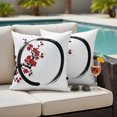 thumbnail image 4 of Cherry Blossom Outdoor Waterproof Pillow Covers, Asian Japanese Red Plum Flower Decorative Square Throw Pillowcase Sofa Cushion Sham for Patio/Couch/Chair, 16"x16" 2 Pack, 4 of 8