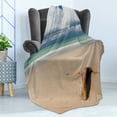 thumbnail image 4 of Driftwood Soft Flannel Fleece Throw Blanket, Driftwood on the Beachnd Cloudy Sky Coming Storm Theme Digital Image, Cozy Plush for Indoor and Outdoor Use, 70" x 90", Sand Brown and Blue, by Ambesonne, 4 of 5
