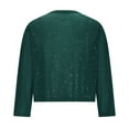 thumbnail image 6 of FAVIPT Glitter Sequin Crop Bolero Shrugs for Girls Open Front Fashion Cardigan Sparkly Shawl Jackets for Evening Dress Green,13 Years, 6 of 8