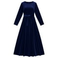 thumbnail image 4 of IWRICH Women's Velvet Maxi Dress Crew Neck Long Sleeve High Waist with Belt Floor Length Party Dresses BU1 M, 4 of 4
