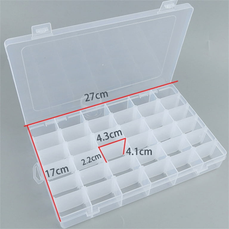 36 Grids Plastic Bead Storage Box, 10.83x6.89x1.78inch Big Large Size Clear  White Earring Organizer Jewelry Storage Boxes with Adjustable Dividers  Containers by Casewin 