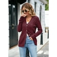 thumbnail image 5 of Women's Long Sleeve Cable Knit Sweater Open Front Cardigan Button Loose Outerwear, 5 of 7