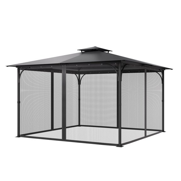 VEVOR Gazebo Netting Replacement, Fit Most 12 x 12 x 7.5 FT Gazebo Curtain, Outdoor Garden Net, 4-Panel Sidewall Mesh Net, Patio Midge Netting with Double Zipper, Canopy Screen (Netting Only)