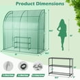 thumbnail image 3 of Costway 7'x 3.5'x 7' Lean-to Greenhouse Portable Wall House with Green PE Cover and Shelf, 3 of 10