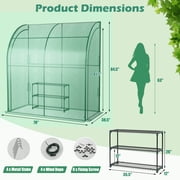 Costway 7'x 3.5'x 7' Lean-to Greenhouse Portable Wall House with Green PE Cover and Shelf