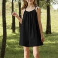 thumbnail image 2 of Girls Sleeveless Romper, Kids Summer Casual Spaghetti Strap Short Jumpsuit with Pockets Black 8Y, 2 of 8