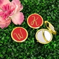thumbnail image 2 of Koyal Wholesale Gold Compact Mirror Bridesmaid's Wedding Gift, Red with Faux Gold Glitter, Monogram Letter W, 1-Pack, 2 of 5