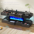 thumbnail image 4 of Blotout 82'' Fireplace TV Stand for 85/90''TV with 50'' Fireplace, LED Modern High Gloss Entertainment Center with Power Outlet, TV Console Table with 8 Handleless Storage Drawers, Black, 4 of 9