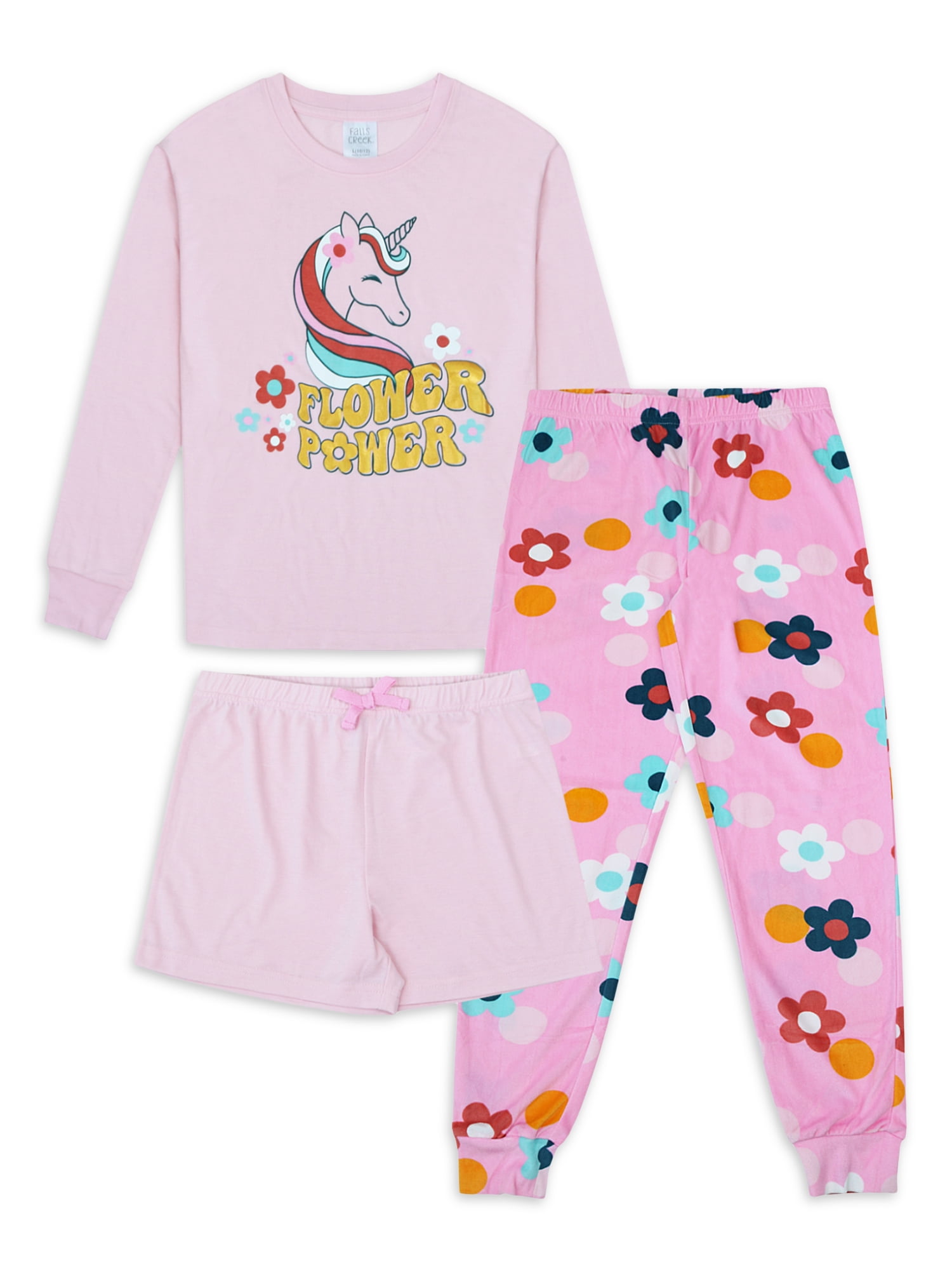 Jellifish Kids Girls Long Sleeve Top with Joggers and Shorts Pajama Set ...