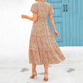 thumbnail image 3 of Baywell Women Summer Casual Floral Wrap V Neck Dress Short Sleeve Party Dress Bohemian Maxi Dress with Pockets, 3 of 4