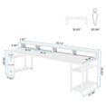 thumbnail image 5 of 78.74 Inch Two Person Desk With Monitor Stand & Storage Shelves Double Computer Desk Large Gaming Study Writing Table Workstation For Home Office Furniture (White), 5 of 8