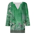 thumbnail image 4 of DondPO Womens Tops Womens 3/4 Sleeve Tops Summer Casual V Neck Tshirt Ladies 2024 Floral Print Daily Tees Tunic Blouses Blouses for Women Oversized Tshirts for Women Green 3XL, 4 of 5