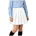thumbnail image 2 of FAVIPT Pleated Uniform Skirts for Girls Summer Pull-On School Scooter Skirt with Undershorts Casual A-Line Mini Preppy Skorts White,9-10 Years, 2 of 7