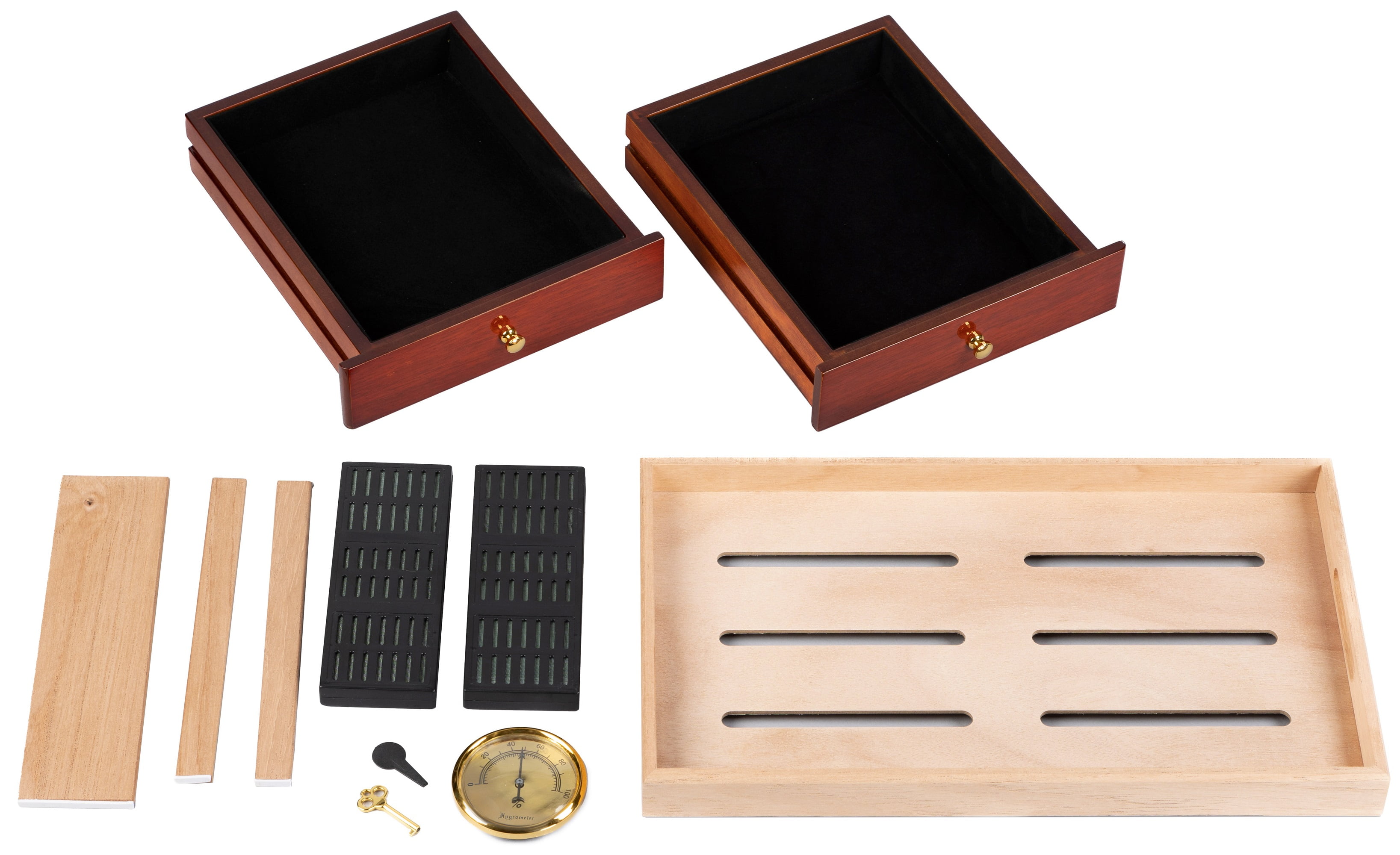 Landmark Desktop Cigar Humidor - High Gloss Cherry Lacquer Finish -Capacity: 300