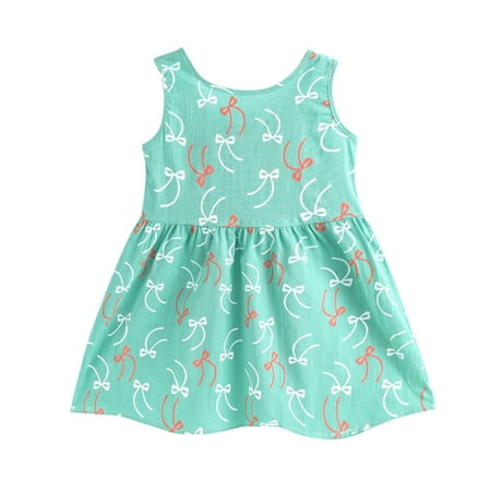 

Alueeu chidren dress for girl 1-6Y Toddler Baby Kids Girls Sleeveless Printed Dots Tie Skirt Princess Dresses Clothes