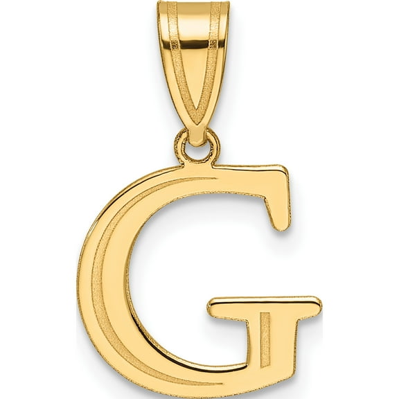 14K Yellow Gold Polished Etched Letter G Initial Pendant(Length 20) - Jbsp