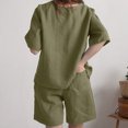 thumbnail image 4 of Moda mujer Casual verano sólido cuello redondo manga corta Top + pantalón corto conjunto Wmkox8yi  bvn226, 4 of 9