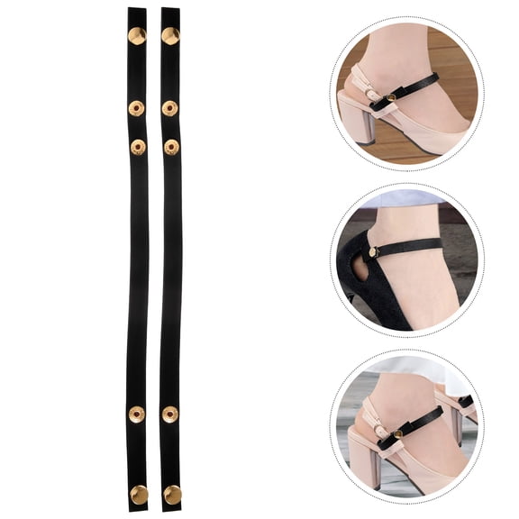 UPKOCH High Heel Shoe Straps 1 Pair Black Pu Metal Anti Drop For Women Heels And Pumps Shoes