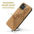 thumbnail image 3 of Case Yard Wooden Case Outside Soft TPU Silicone Slim Fit Shockproof Wood Phone Cover for Girls Boys Men and Women Supports Wireless Charging Tribal Mountains Design case for iPhone-12-Pro-Max, 3 of 7