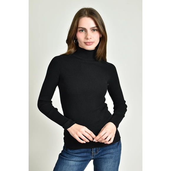 Blusa tejida de cuello alto /Juvenil, 0247 (Negro) negro M