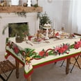 thumbnail image 2 of Rectangle Christmas Tablecloth 60x84In,Poinsettia Holly Pine Cone Christmas Table Cloth,Polyester Waterproof Wrinkle Resistant Durable Tablecloth for Holidays,Kitchen,Winter and Home Decor, 2 of 5