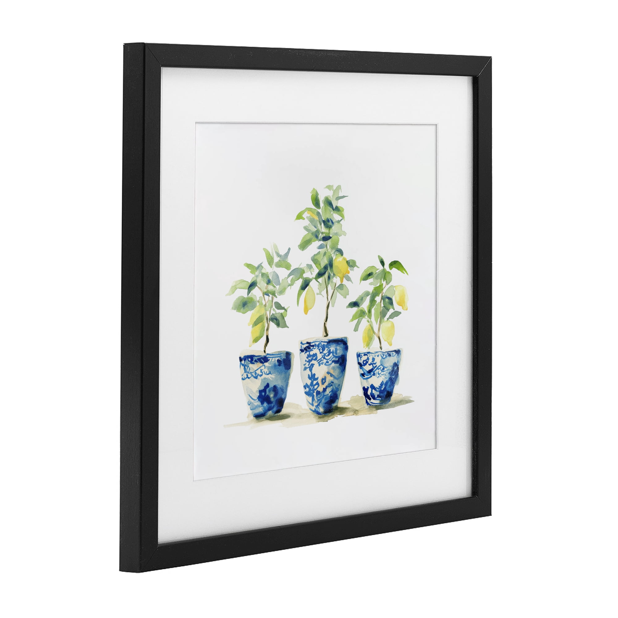 Stupell Industries Lemons In Blue Pots Black Framed Print Under Glass, design by Svetlana Aleynikova