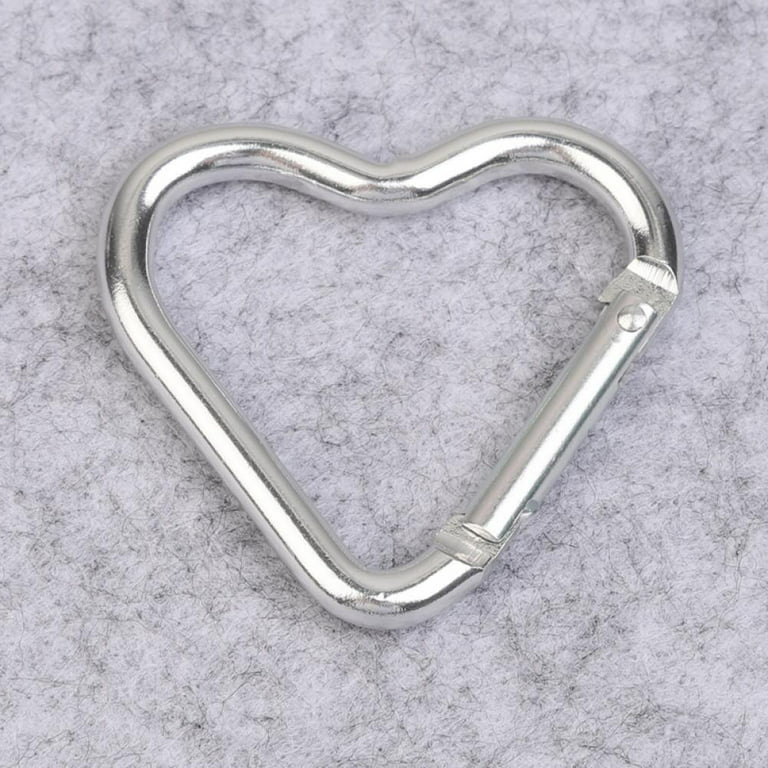 Slopehill Heart Shaped Aluminum Alloy Keychain Clip Carabiner Aluminum Heart Safe Carabiner Hook Clip Key Holder for Outdoo, White