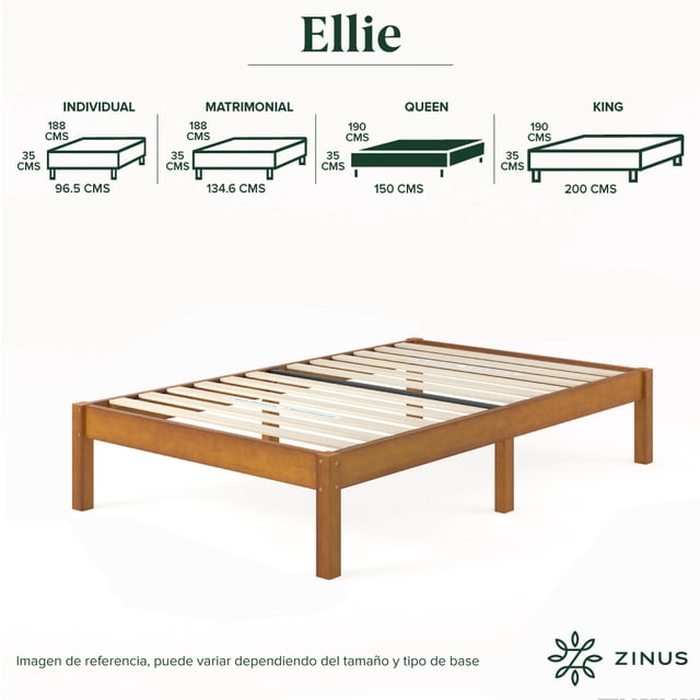 Base de Cama Queen Size Zinus Ellie de Bambú. Fácil Armado, para Todas las Edades.