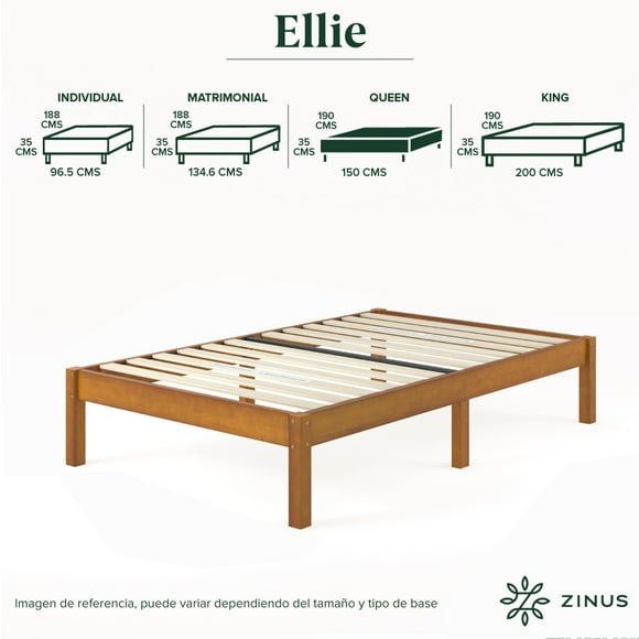 Base de Cama Queen Size Zinus Ellie de Bambú. Fácil Armado, para Todas las Edades.