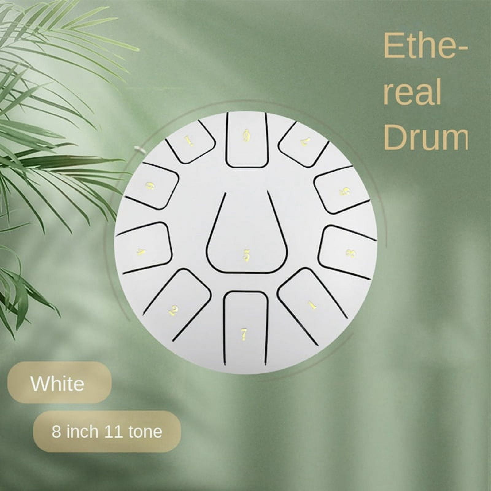 8 Inch Steel Tongue Drum, 11 Note Tambourine with Drumsticks and Finger Picks for Meditations Tambourine Instrument E