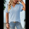 thumbnail image 4 of Blusas Elegantes e Informales de Corta para Mujer, Modernas, de Verano, con Cuello en V, Holgadas y A Rayas. Azul XXL, 4 of 9
