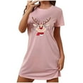thumbnail image 5 of TMOYZQ Nightgowns for Women Cute Christmas Print T Shirt Dresses Casual Short Sleeve Loose Fit Lounge Shirt Dress Nightgowns on Sale Clearance 2025, 5 of 5