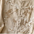 thumbnail image 4 of LMKIHUSA Women's Cotton Linen Embroidered Blouse Vintage Button 3/4 Sleeve Crew Neck Tops Peasant Boho Lightweight Shirts Tunic,Beige L, 4 of 6