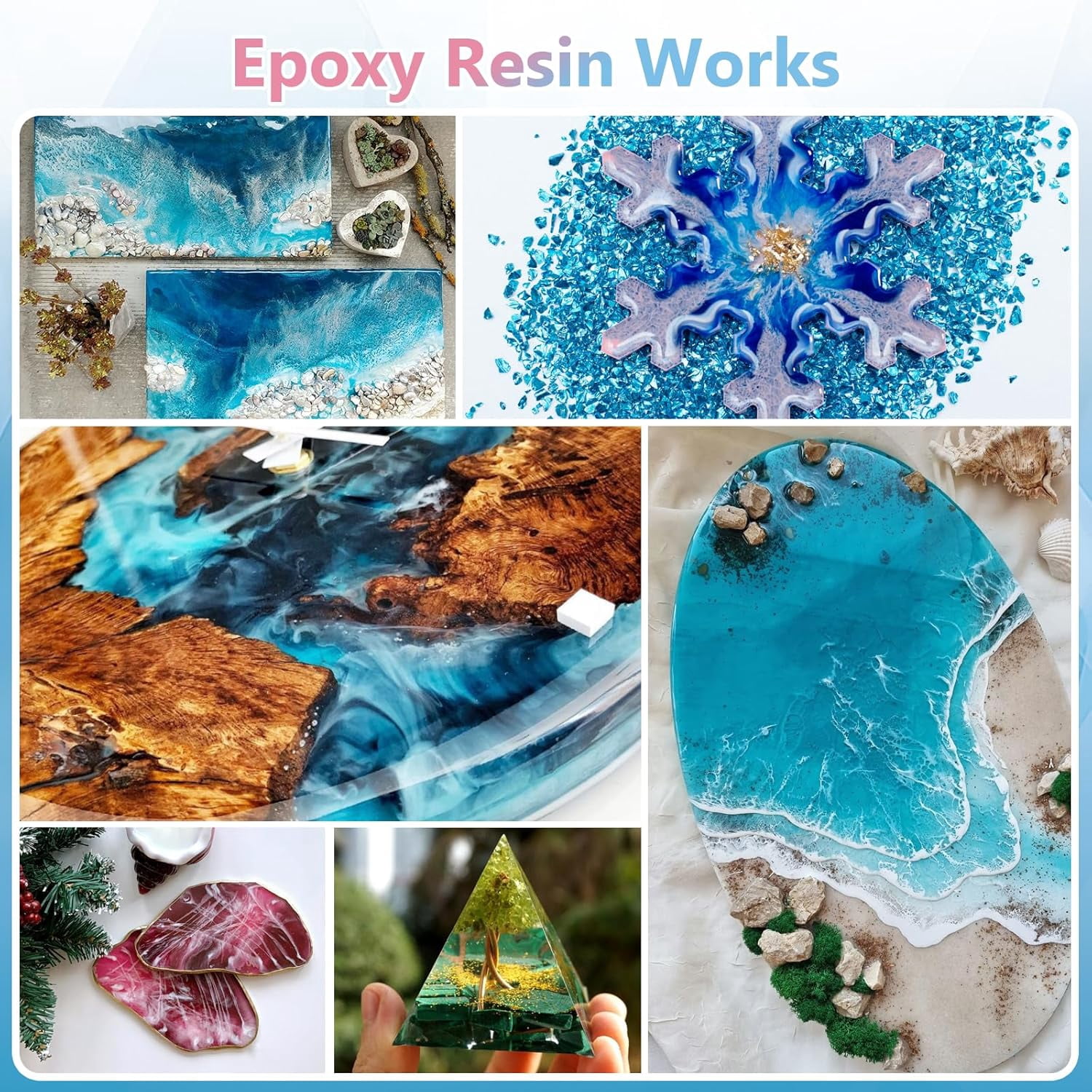 312OZ Epoxy Resin Kit，With 1 2luminous power Crystal Clear Epoxy Resin, Strong, Bubble-Free, Anti-Yellowing Art Resin That, Suitable for Casting, DIY, Molds, Jewelry, Easy to Mix 1:1 Ratio