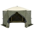 thumbnail image 2 of Pop Up Gazebo Tent, Pop-Up Screen Tent 6 Sided Canopy Sun Shelter with 6 Removable Privacy Wind Cloths & Mesh Windows, 12x12FT Quick Set Screen Tent with Mosquito Netting, Army Green, 2 of 9