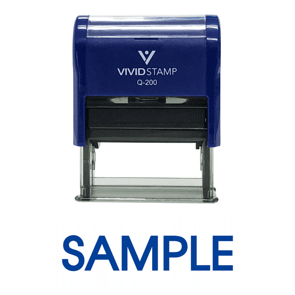 Vivid Stamp Sample Self Inking Rubber Stamp (Blue Ink) - Medium