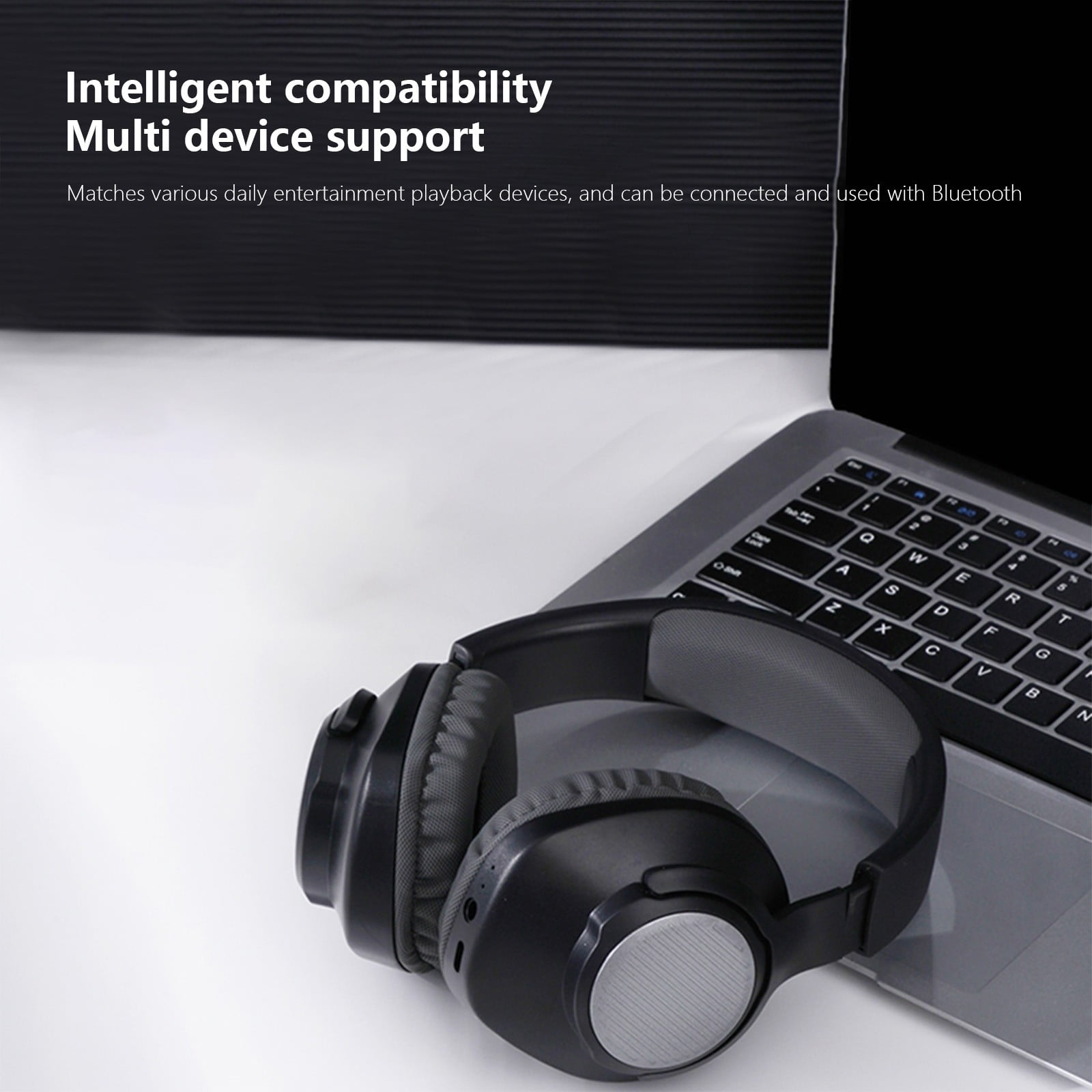 Wireless Headset with Mic for Work, Bluetooth Headset with Microphone (Environmental Noise Cancellation), Wireless Headset with USB Dongle & Charging Dock for PC/Teams/Zoom/Call Center/Home(Black)
