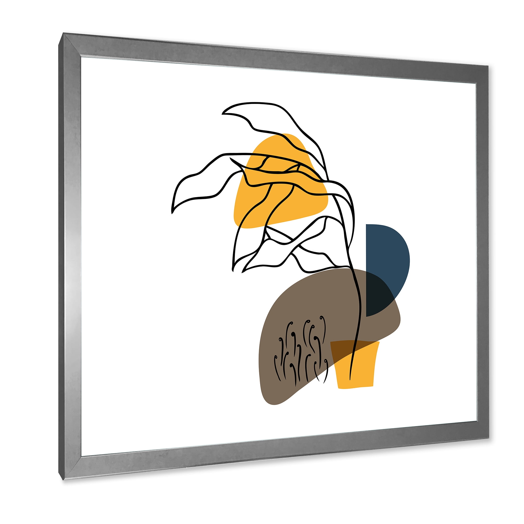 Designart 'Abstract Minimal Shapes Under Flowers V' Modern Framed Art Print