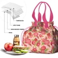 thumbnail image 4 of Pioneer Flower Floral Print Pattern Drawstring Lunch Bag Women - Drawstring Lunch Bag Insulated for Work Office - Stain-Resistant Large Lunchbags for Women with Multi-Pockets, 4 of 6