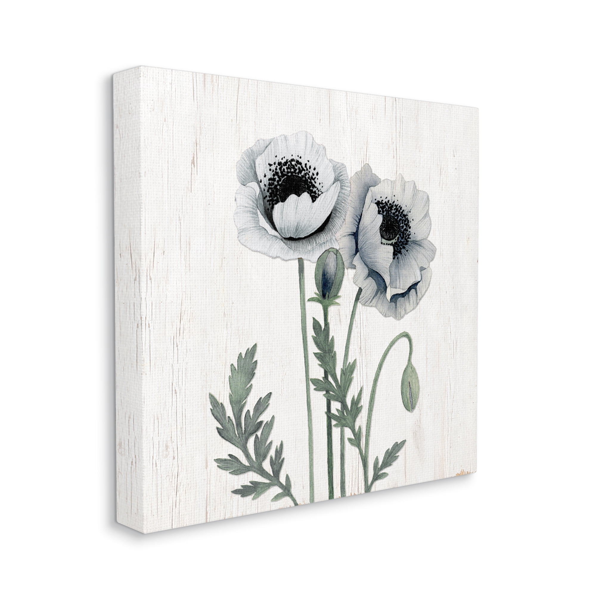 Stupell Industries Blooming Poppy Flower Buds Rustic Panel Pattern Graphic Art Gallery Wrapped Canvas Print Wall Art, Design by Kourtni Gunn