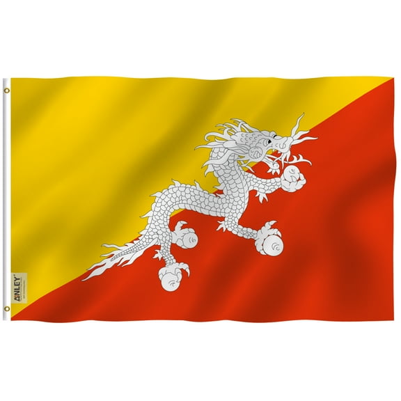 Anley 3x5 Foot Bhutan Flag - The Kingdom of Bhutan Flags Polyester