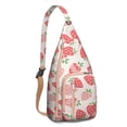 thumbnail image 1 of Colored Strawberry Sling Backpack - Playful Fruit Pattern Crossbody Bag, Fashionable Daypack for Teens, 1 of 4